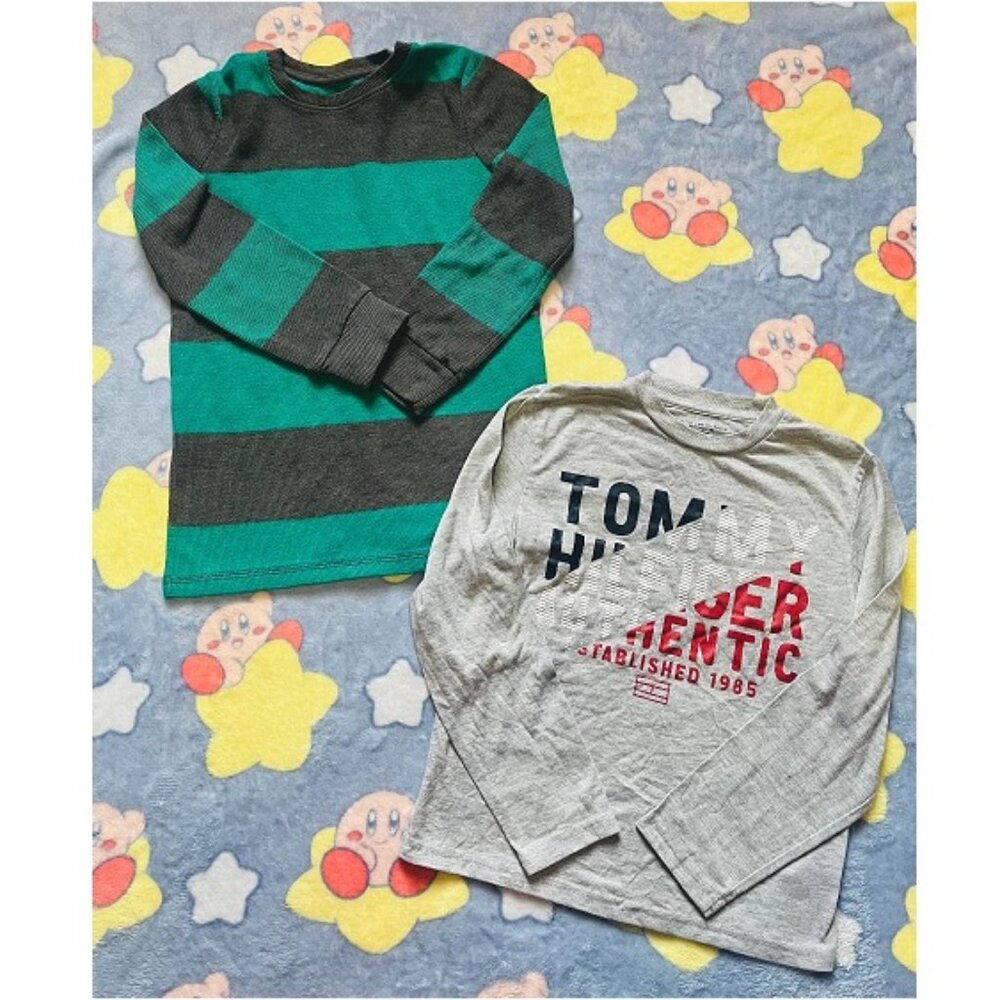 long sleeve shirt and striped sweater boys size M 8/10